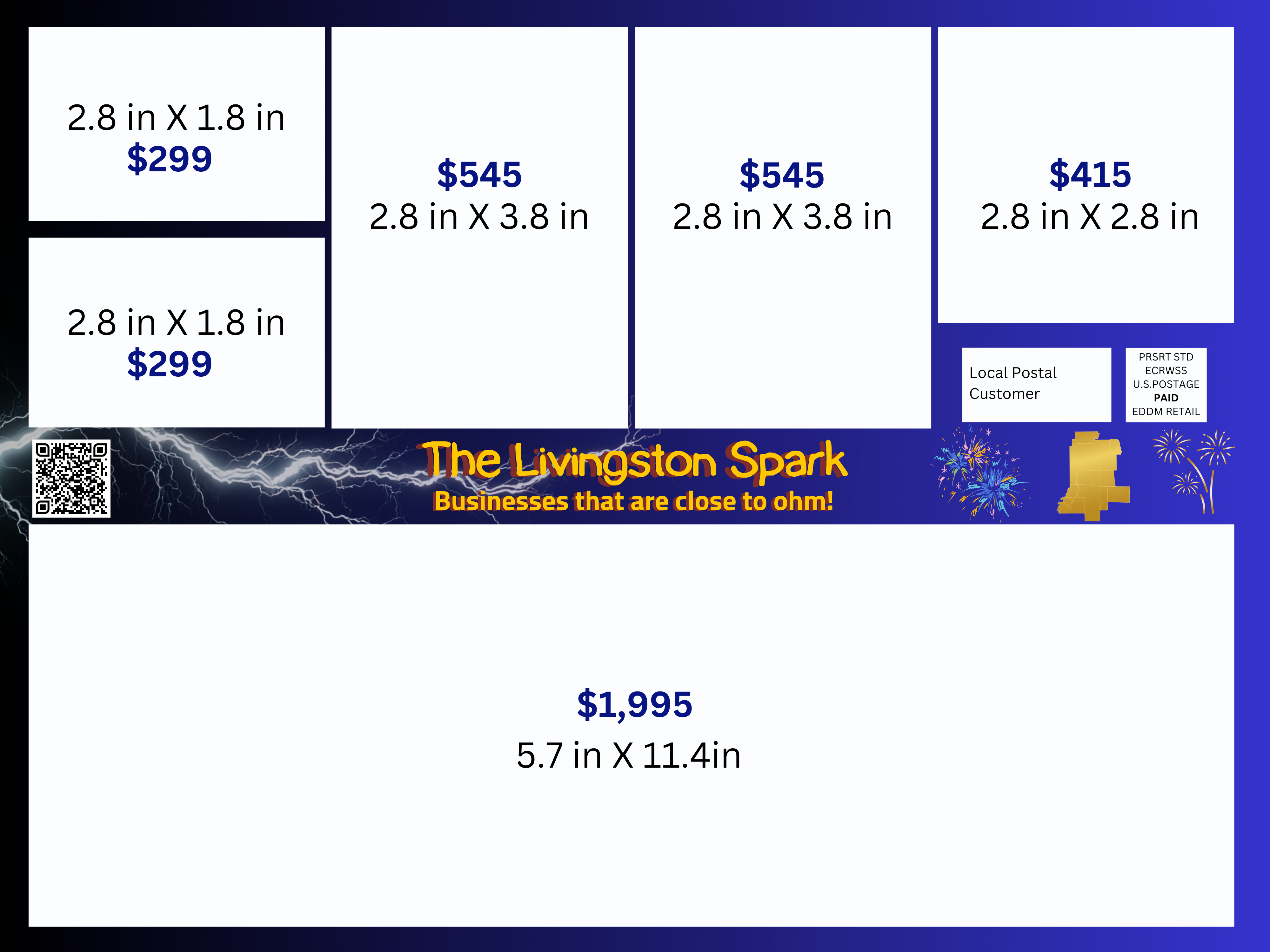 The Livingston Spark ad pricing and flyer layout